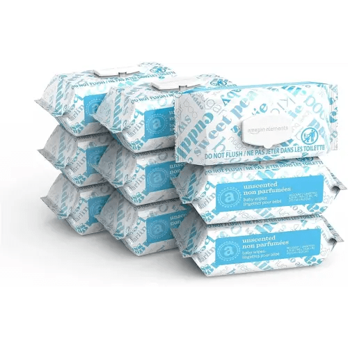 Amazon Elements Baby Wipes, Unscented, 810 Count, Flip-Top Packs