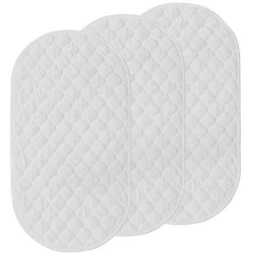 Changing Pad Liners 3 Pack, Waterproof Bamboo Cotton Blend, Soft Absorbent Reusable Liner for Baby Changing Table,White Oval