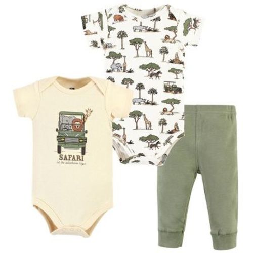 Hudson Baby Infant Boy Cotton Bodysuit And Pant Set, Going On Safari Short Sleeve, Newborn