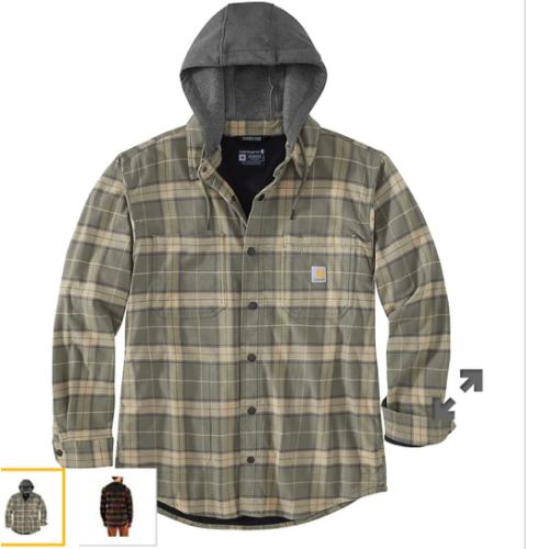 Rugged Flex® Relaxed Fit Flannel Fleece-Lined Hooded Shirt Jac | TLL | Carhartt