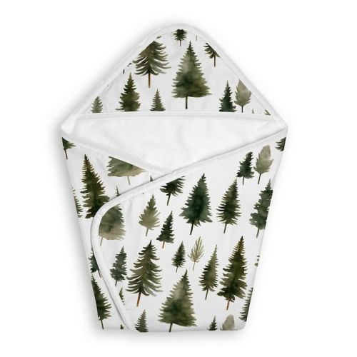 Sweet Jojo Designs Baby Boy, Girl, Unisex/Gender Neutral Hooded Baby Towels Woodland Pine Tree Green and White