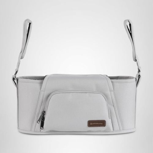 UPPAbaby Carry-All Parent Organizer – Easy Attach, Universal Fit – Multiple Compartments for Beverages, Snacks + Personal Items – Secure Zippered Pocket – Light Grey