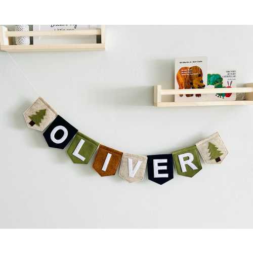 Woodland Custom Baby Name Banner: Custom Nursery Decor, Woodland Name Bunting, Baby Shower Gift, Baby Room Decor