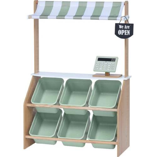Little Helper Market Play Stand Play Kitchen , Olive Green - Teamson Kids Play Kitchens | Maisonette