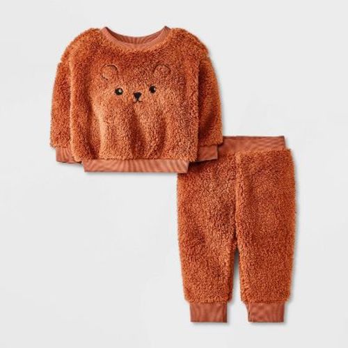 Baby Bear Shearling Top & Bottom Set - Cat & Jack™ Brown 6-9m
