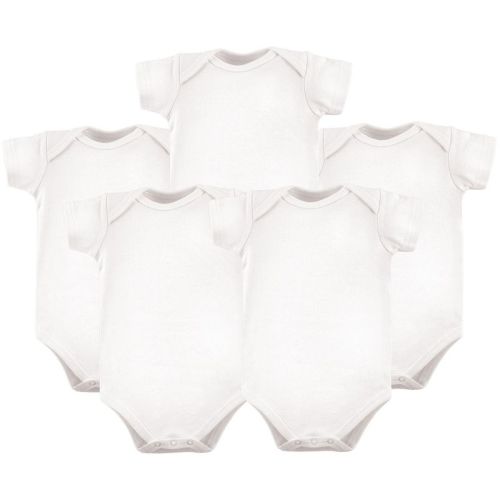 Luvable Friends Cotton Bodysuits 5pk, White, 3-6 Months