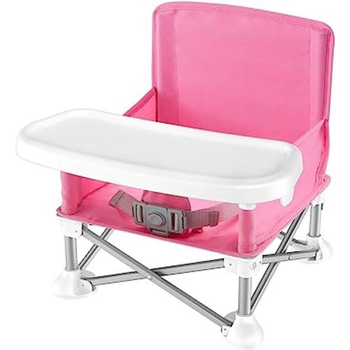 Serene Life Baby Seat Booster -Space Saver Toddler Booster Seat - Portable Pop and open Sit Folding Booster Feeding Chair - Safety Belt/Food Tray/Travel Bag - SereneLife