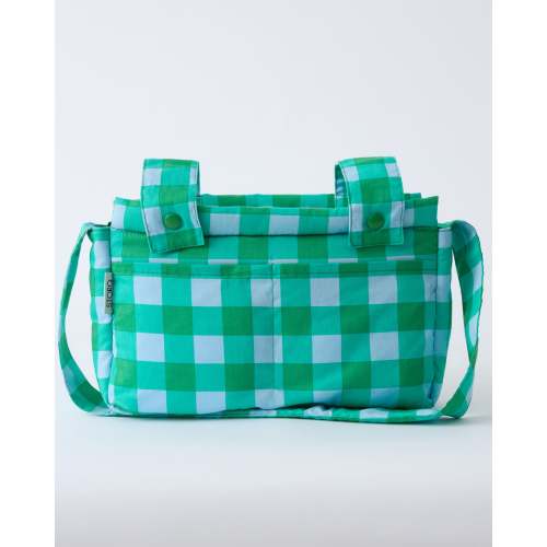 Universal Baby Stroller Organizer Bag Converts To Crossbody | Teal Gingham - Storq by Kindred Bravely