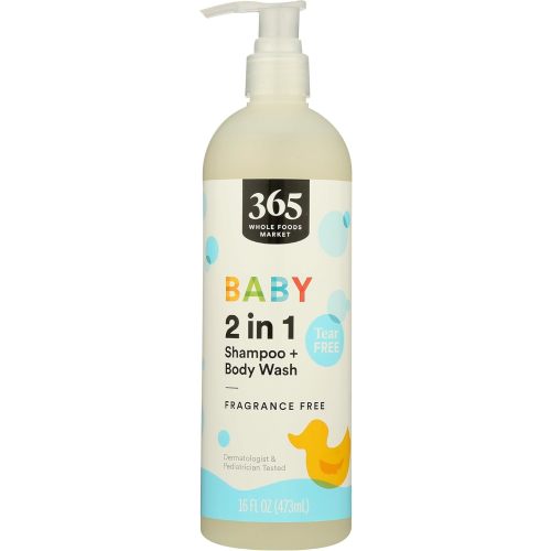 365 by Whole Foods Market, Shampoo Body Wash 2 In 1 Baby & Up Fragrance Free, 16 Ounce