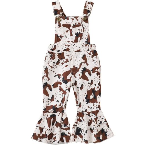 Mubineo Toddler Baby Girl Boy Western Cowboy Bib Overalls Bell Bottom Romper Jumpsuit Overall Pant
