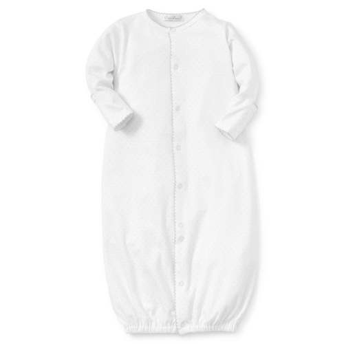 White/Silver New Kissy Dots Print Converter Gown: Newborn