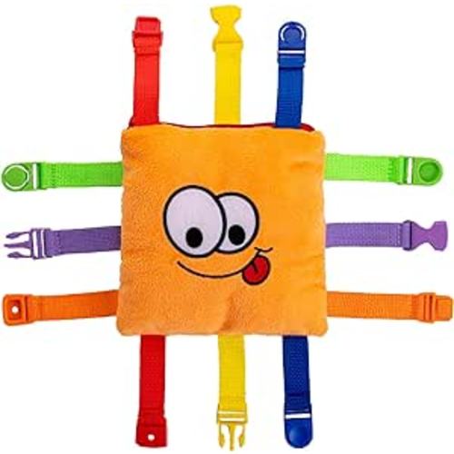 Buckle Toys - Bizzy Square - Learning Activity Game - Develop Motor Skills and Problem Solving - Occupational Therapy Toddler Travel Toy