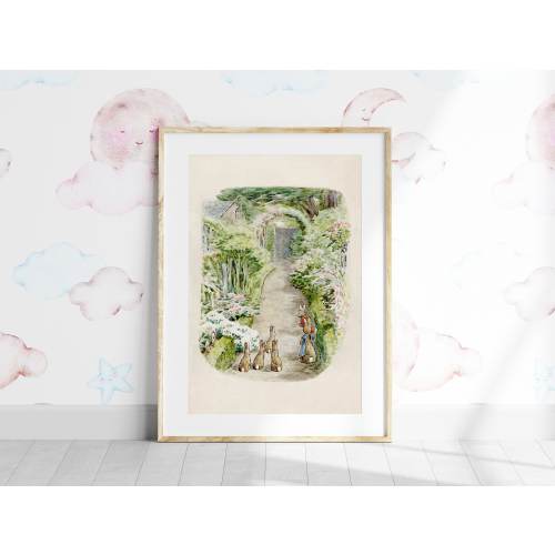 Beatrix Potter Poster Print, Antique Peter Rabbit Illustration, Vintage Nursery Decor-102P