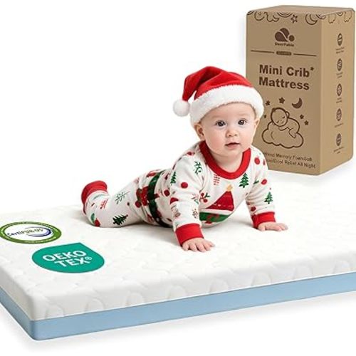 Dual Sided Pack and Play Mattress, 3 Inch Thick Soft & Firm Memory Foam Breathable Portable Pack n Play Mattresses, 4 in1 Baby Playpen Mattresses with Removable Washable Cover - 38x26x3 Inch