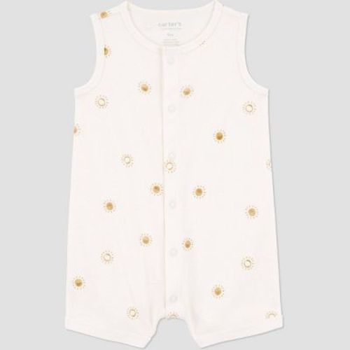 Carter's Just One You® Baby Sun Romper - Cream 9M: Cotton Sleeveless Snap Closure