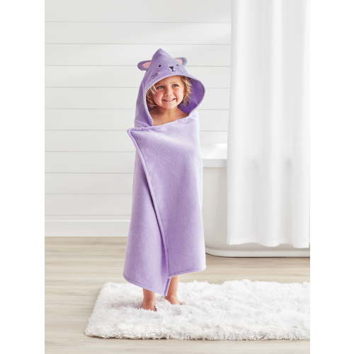 Your Zone Kids Cat Cotton Hooded Towel for Ages 2-4, Great for Bath, Beach, Pool