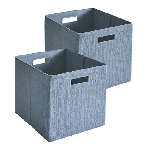Better Homes & Gardens Fabric Cube Storage Bins (12.75" x 12.75"),Soft Blue Textured, 2 Pack