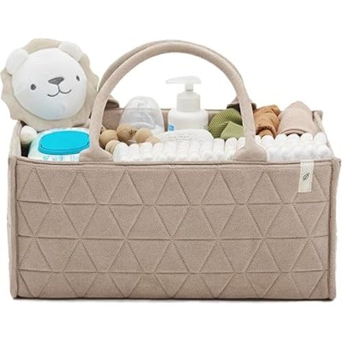 Baby Diaper Caddy Organizer Soft Nursery Storage Basket for Changing Station Girl and Boy - Baby Registry Must Haves Newborn Essentials - Gift for Baby Shower Car Caddy Organizer (Mink)