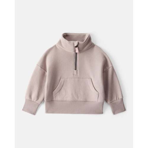 Baby Girl Long-Sleeve Quarter-Zip Pullover Sweatshirt - Brown - Carter's | Carter's