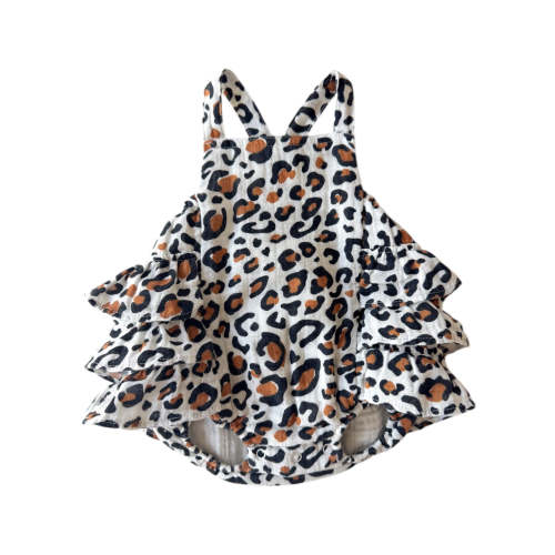 Leopard / Muslin Ruffle Sunsuit