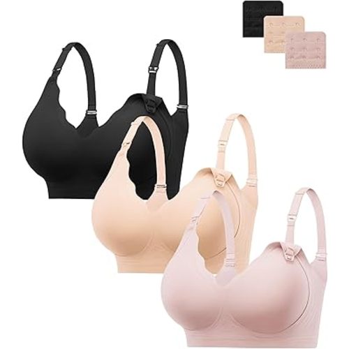 HBselect Nursing Bras for Breastfeeding 3PCS Comfort Jelly Maternity Bras Seamless Wireless Push Up Pregnancy Bralettes