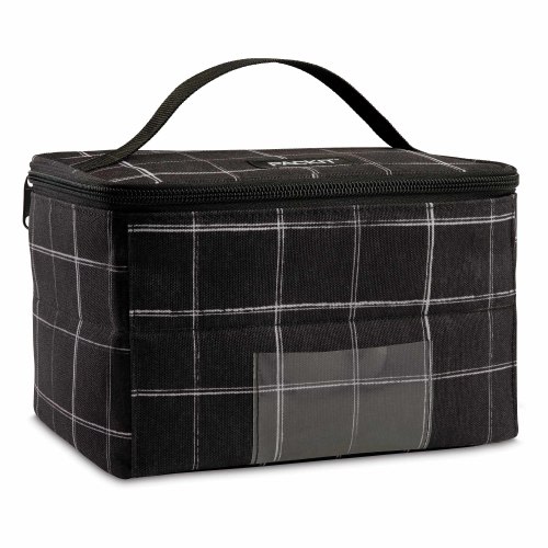 PackIt Freezable Baby Bottle and Breastmilk Storage Bag Cooler, Black Grid