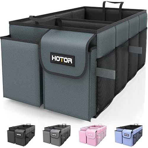 HOTOR Trunk Organizer for Car - Car Organizer, Foldable Trunk organizer for SUVs & Sedans, Sturdy Car Organization for Car Accessories, Tools, Sundries, Deep Teal, 2 Compartments, 21.3"×12.6"×10.6"