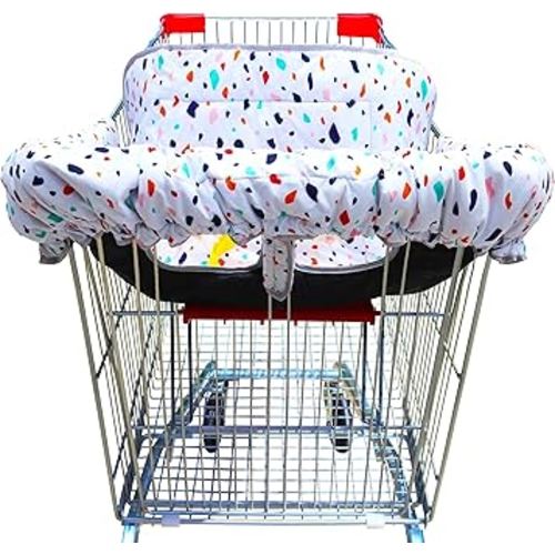 Gowraps 2-in-1 Shopping Cart and High Chair Cover-Grocery Cart Cover for Babies Toddlers Infants Resturant Highchair Cover-Padded Folds to Portable Pouch for Baby Boy Girl (Art)