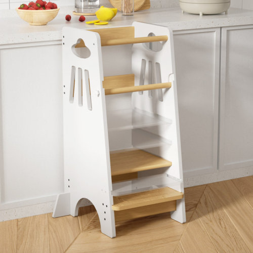 Isabelle & Max™ Kitchen Step Stool For Kids Wooden Toddler Standing Tower Adjustable Height | Wayfair