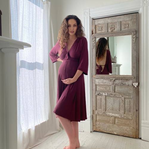 Lila Gown In Plum, for Labor & Postpartum