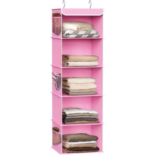 Simple Houseware 5 Shelf Hanging Closet Organizer, Pink