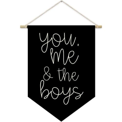 Boys Playroom Decor - You Me & The Boys Banner, Wall Hanging Pennant Flag Decor for Nursery, Classroom & Playroom Essentials