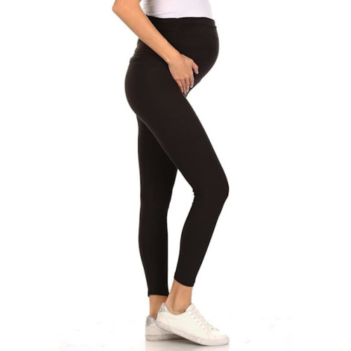 Leggings Depot Women's Stretch Buttery Soft Casual Maternity Pants Over The Belly