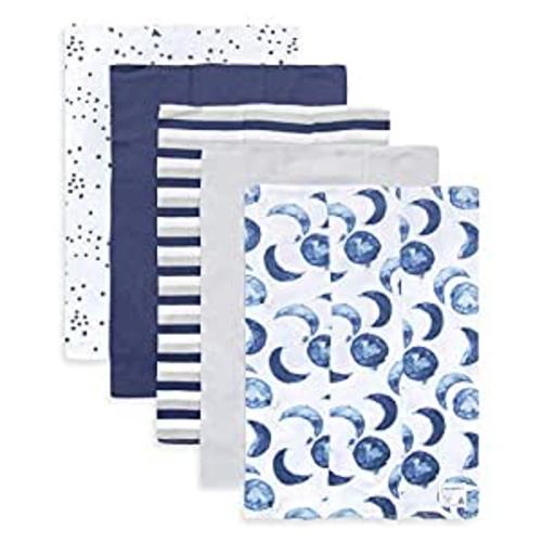 Amazon.com: Burt's Bees Baby - Burp Cloths, 5-Pack Extra Absorbent 100% Organic Cotton Burp Cloths (Hello Moon!) (LY27010-IND-OS-H) : Baby