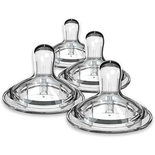 Nanobebe Nipples Baby Bottle Nipples, Silicone Nipple, Triple Vented, Ready to Use, 4-Pack, Medium Flow