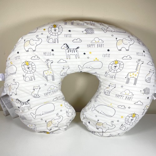 Original Boppy Nursing Pillow with Notebook Zoo Animal Print Cover and Liner