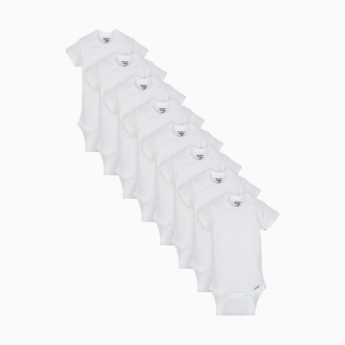 Gerber Short Sleeve Solid Onesies Bodysuits (8 Pack) - White, 0-3 M