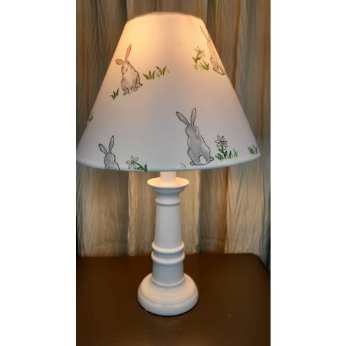 Bunny accent/nursery lampshade, gray bunny baby lamp, rabbit/bunny woodland lampshade, child&#39;s bedroom lampshade, baby gift