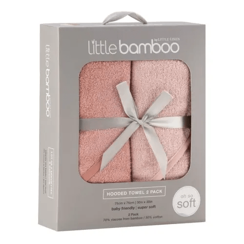 Little Bamboo Hooded Towel 2 Pack in Dusty Rose | MYER