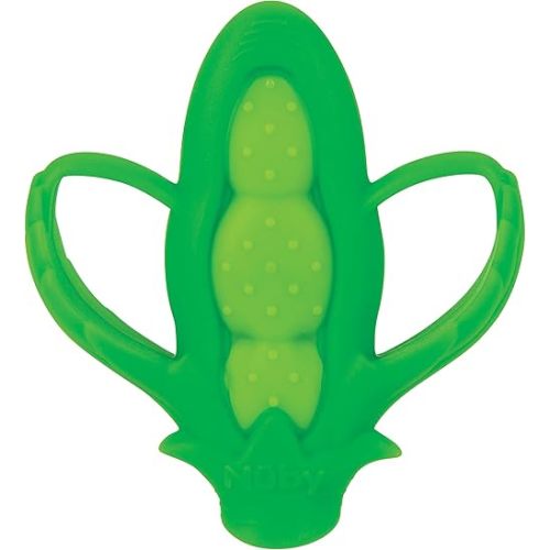 Nuby Veggie Teether for Teething Relief - Soft Baby Teething Toy - 3+ Months - Peas