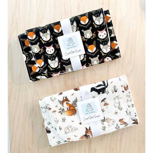 Woodland Animals Baby Bib and Burp Cloth Set, Triple Layered with Organic Cotton Fleece, Set of 2, Baby Shower Gift