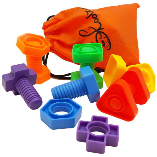 Jumbo Nuts and Bolts Toddler Toys by Skoolzy - Montessori Toys for 1 2 3 Year Old Boys and Girls. Fine Motor Skills Occupational Therapy Educational Toys.
