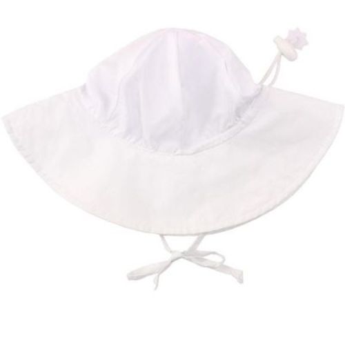 RuffleButts Gender Inclusive Sun Protective Hat - White, 0-6m
