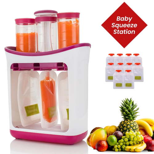 Leyeet Squeeze Station For Homemade Baby Food, Pouch Filling Station with 10 Storage Bags For Puree Food, No Food Splashing, BPA-Free, Dishwasher Safe, Suit Babies, Toddlers, Children