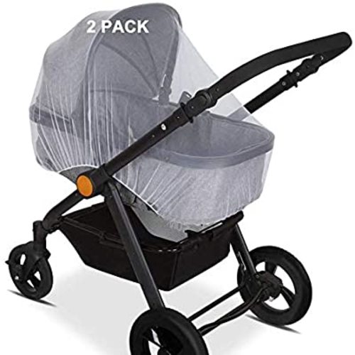 2 Pack Baby Mosquito Net for Strollers Carriers Car Seats Cradles, Portable Durable & Long Lasting Infant Insect Shield Netting (White) - white