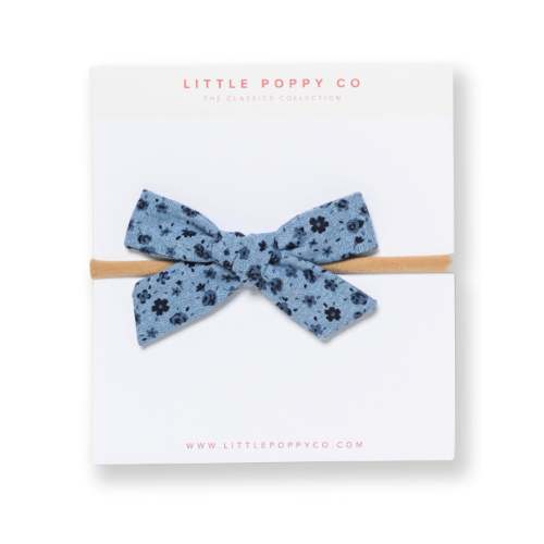 Blue Floral Headband Bow