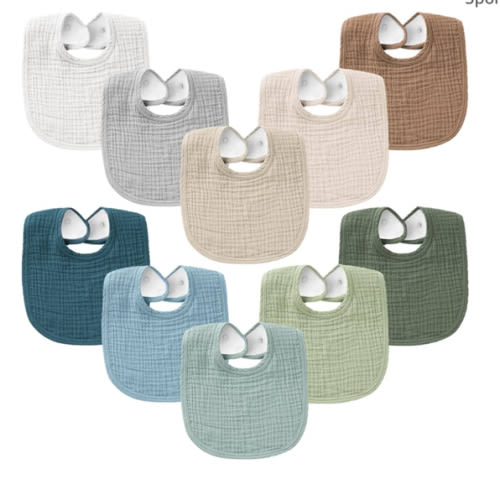 Amazon.com: Konssy 10-Pack Muslin Baby Bibs, Soft Cotton Bandana Bibs for Drooling & Teething, Unisex Solid Colors for Boys & Girls, Newborn & Infant : Baby