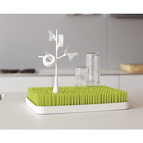 Boon Baby Bottle Drying Rack Bundle - Countertop Rack, Cleaning Brushes, and Drying Rack Accessory - Green - Drying Rack + Cleaning Set + Rack Accessory
