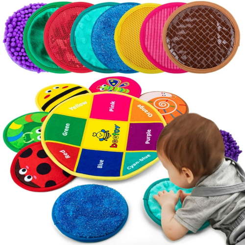 Sensory Mini Mats Sensory Playmat with 9 Sensory Mats, Flower Shape, 9 Pack