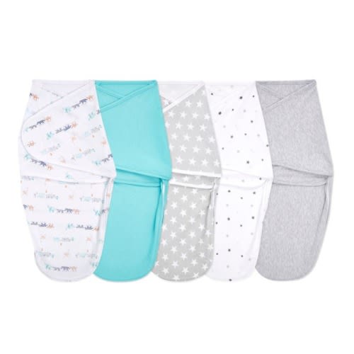essentials wrap swaddles quick change 5 pack - starlit